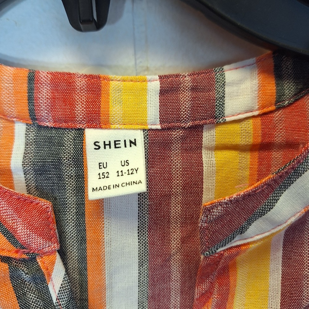 Shein Girls Tunic Dress  11-12Y  Multi-colored Vertical Striped - Picture 2 of 7